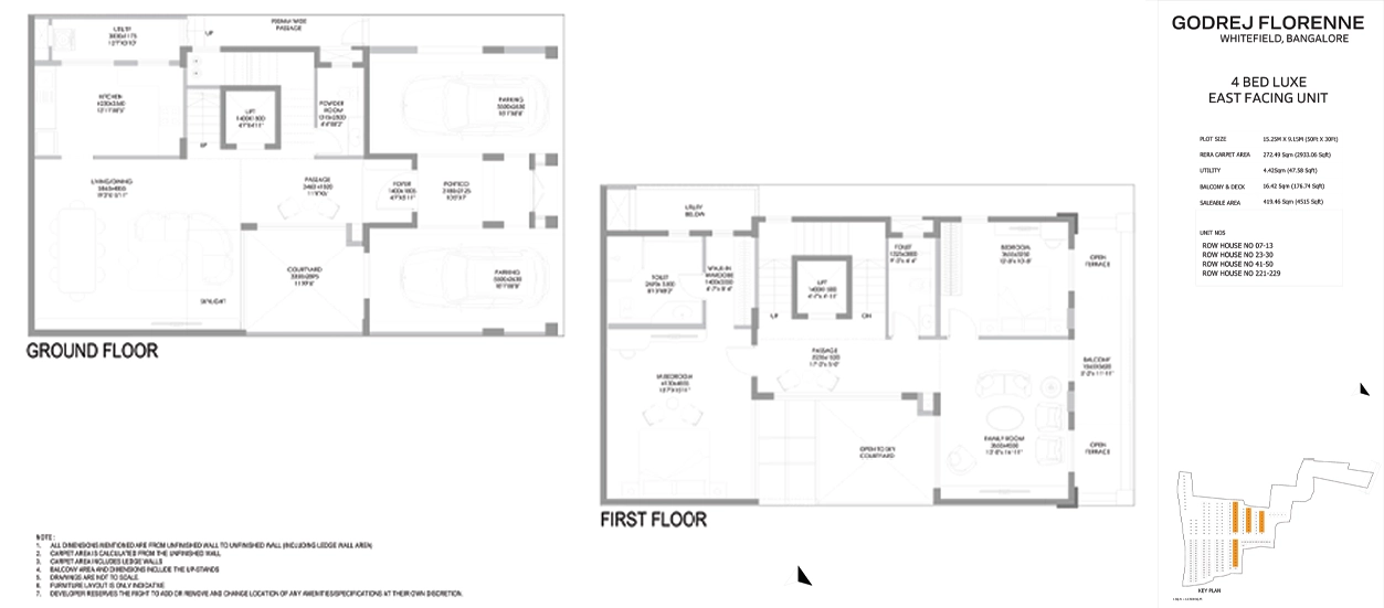 Godrej Florenne 4 BHK Luxe floor plan – ground and first floor