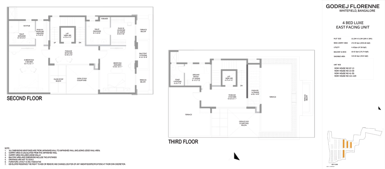 Godrej Florenne 4 BHK Luxe floor plan – second and third floor