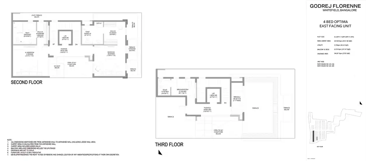 Godrej Florenne 4 BHK Optima floor plan – second and third floor