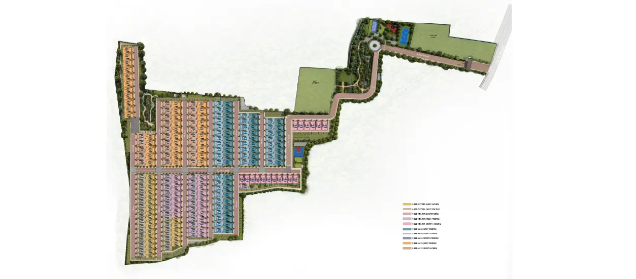 Godrej Florenne master plan layout of the row house community, Whitefield
